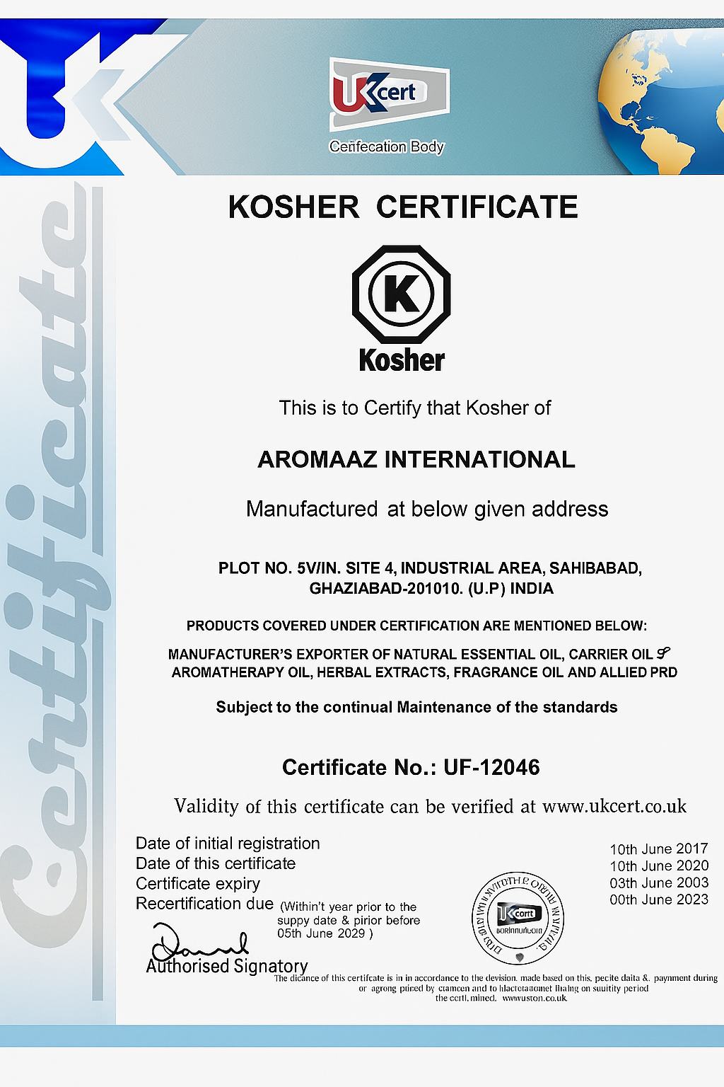 Kosher Certificate
